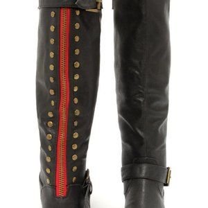 Bamboo Montage-83 Black Studded Knee-High Riding Boots